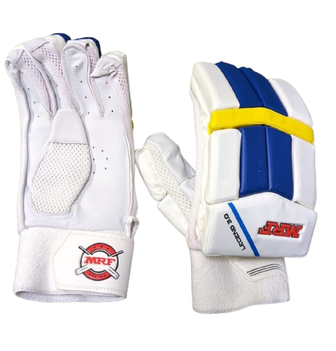 MRF Legend 3.0 Batting Gloves -White/Blue (UK Model 4)