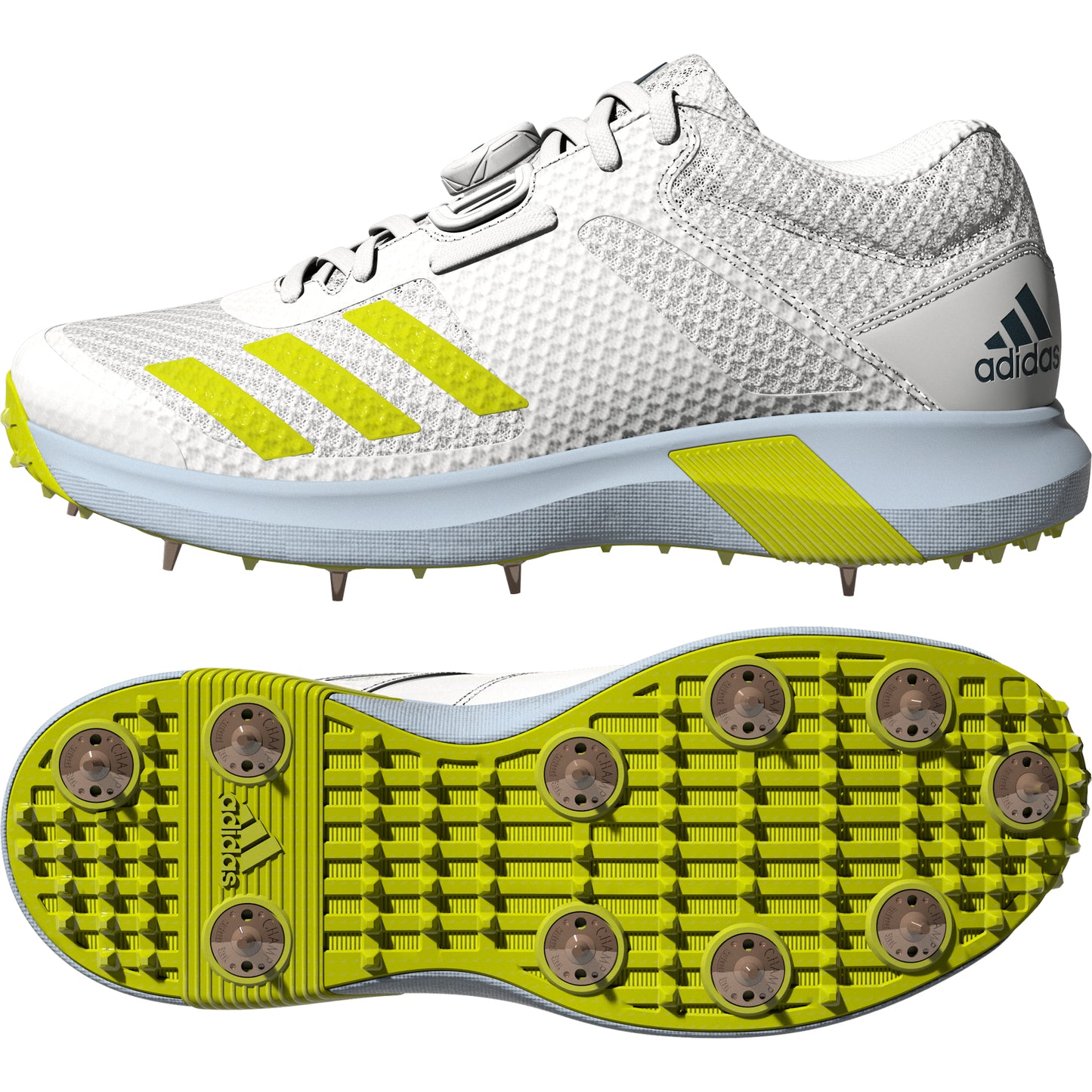 Adidas Adipower Vector MID White Yellow Cricket Shoes