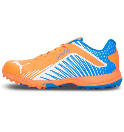 Puma One8 22 FH VK Rubber Cricket Shoes Neon Citrus (Orange)/White Blue