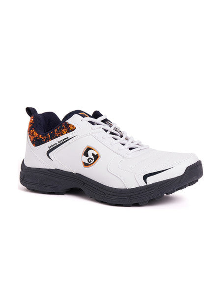 SG Savage Stud Cricket Shoes- White/Navy/Orange