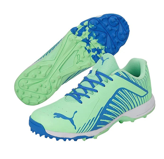 Puma 22 FH VK Rubber Cricket Shoes (BLUEMEZING ELEKTRO GREEN WHITE)