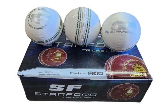 SF Super County Cricket Ball - WHITE - Senior Size (Pack of 1)