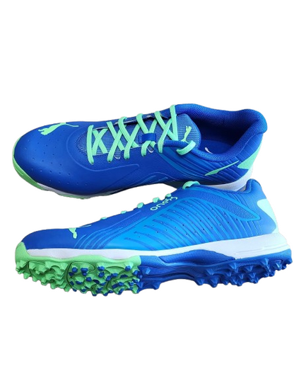 Puma 22 FH VK Rubber Cricket Shoes (BLUEMEZING ELEKTRO GREEN WHITE)