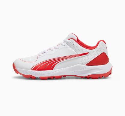 Puma 24 FH Rubber Cricket Shoes (PUMA WHITE/PUMA RED)