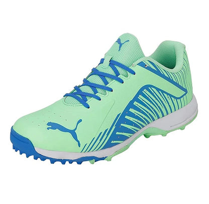 Puma 22 FH VK Rubber Cricket Shoes (BLUEMEZING ELEKTRO GREEN WHITE)