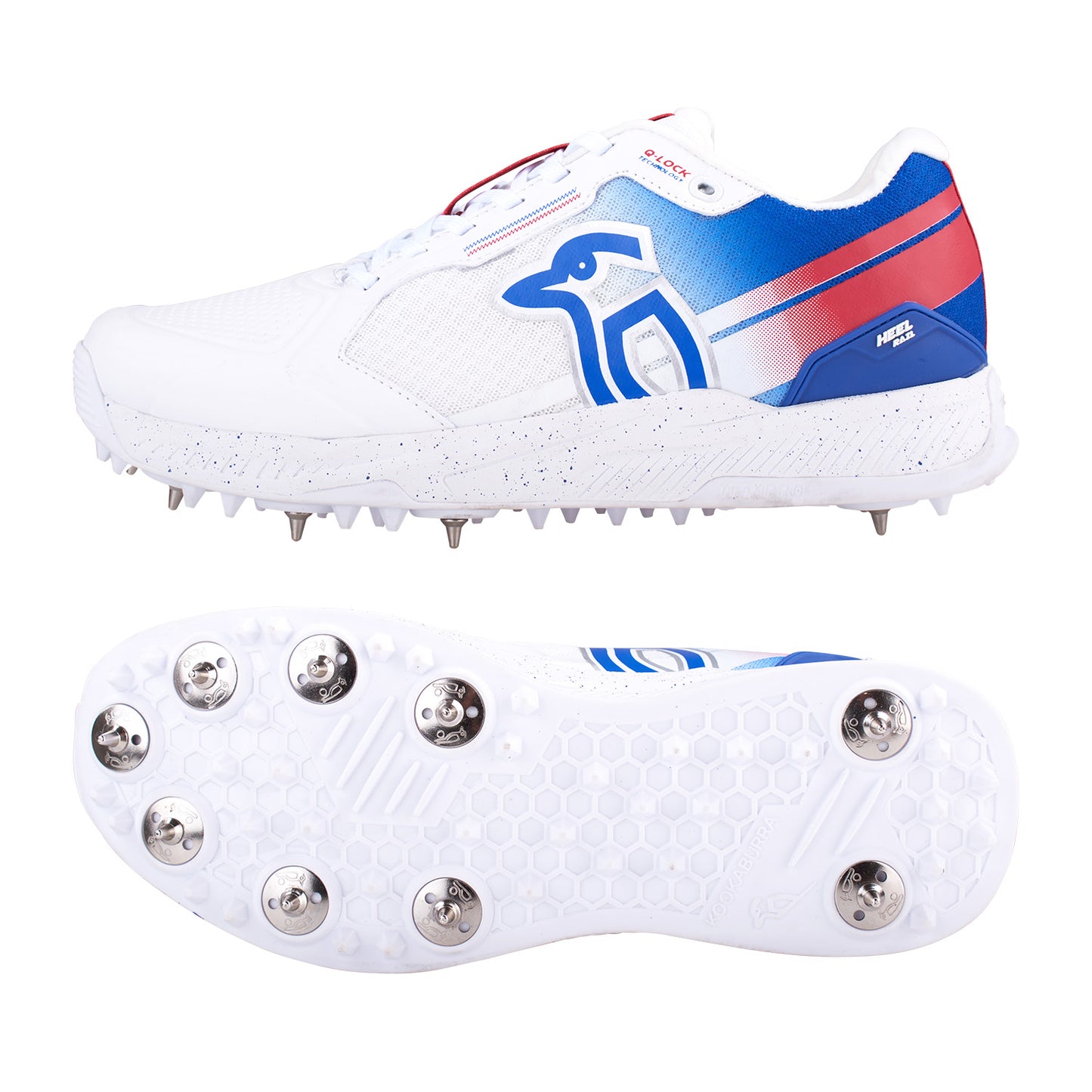 Kookaburra KC 1.0 Spike Shoes - White/Blue/Red 2024