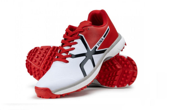 TYKA PITCH (White & Red) Cricket Shoes