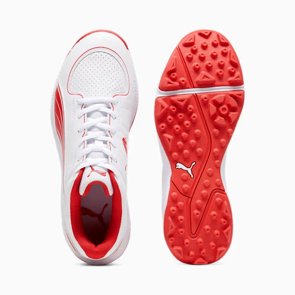 Puma 24 FH Rubber Cricket Shoes (PUMA WHITE/PUMA RED)