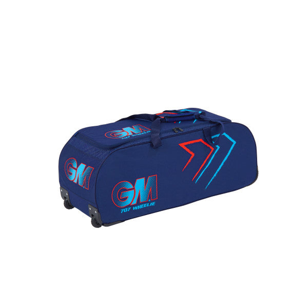 GM 707 WHEELIE CRICKET KIT BAG (BLUE/RED) 2024