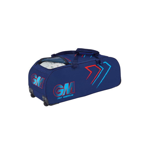 GM 707 WHEELIE CRICKET KIT BAG (BLUE/RED) 2024