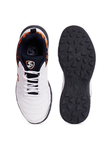 SG Savage Stud Cricket Shoes- White/Navy/Orange