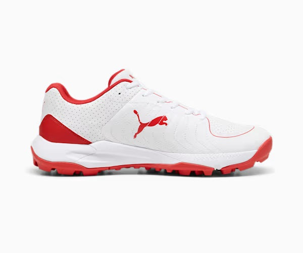 Puma 24 FH Rubber Cricket Shoes (PUMA WHITE/PUMA RED)