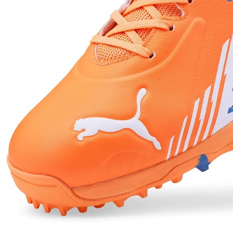 Puma One8 22 FH VK Rubber Cricket Shoes Neon Citrus (Orange)/White Blue