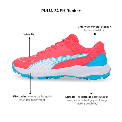 Puma 24 FH Rubber Cricket Shoes (ORCHID PUMA WHITE)