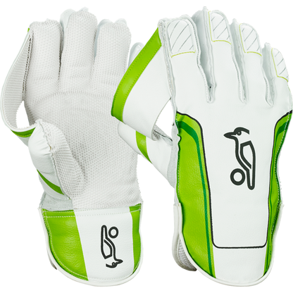 The Kookaburra 400 wicket keeping gloves features Aussie 'shorti' cuff, calf leather, unique Kookaburra catching cup and standard rubber.