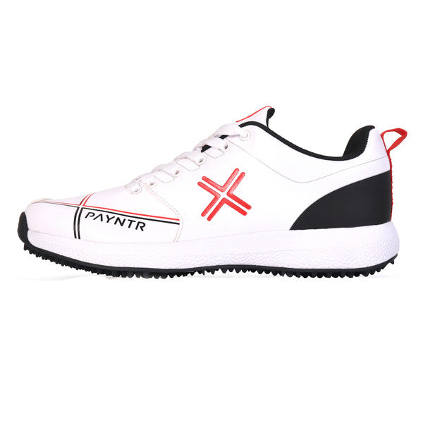 Payntr X Rubber Stud (White & Black) Cricket Shoes