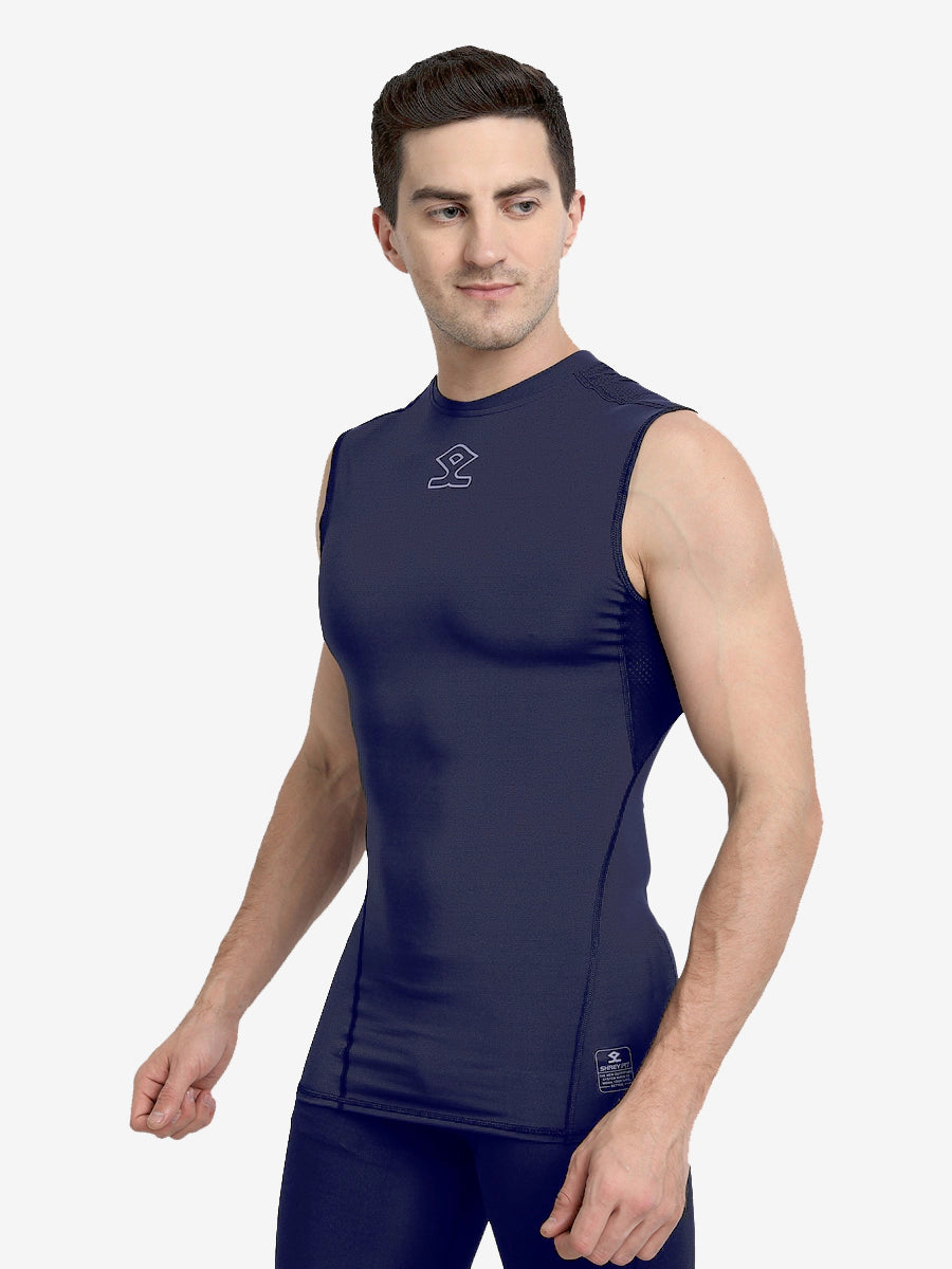 Shrey Intense Compression Sleeveless Top -Navy