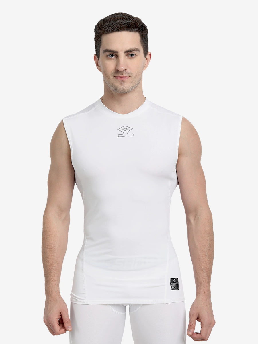 Shrey Intense Compression Sleeveless Top -White