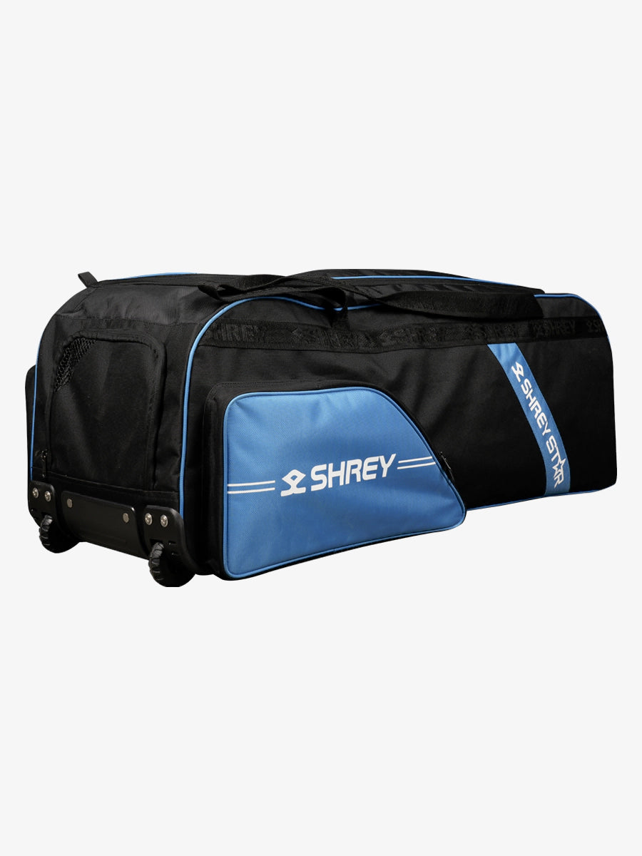 Shrey Star Wheelie 2.0 Cricket Bag - Black & Steel Blue