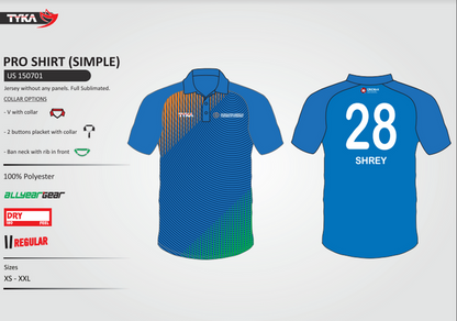 India T20 Replica Tshirt for a Local team in USA - Custom Uniform at best