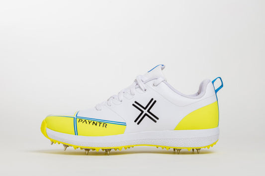 Payntr X Batting Spike (White & Yellow) Cricket Shoes