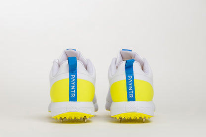 Payntr X Batting Spike (White & Yellow) Cricket Shoes