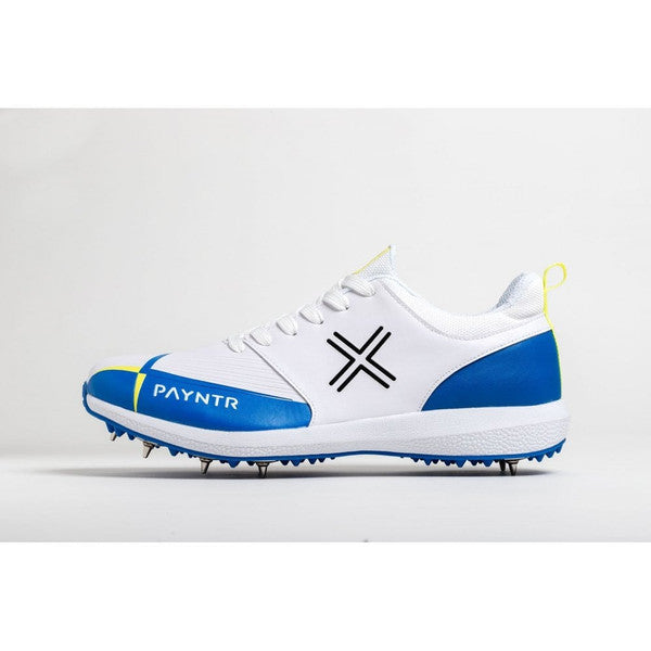 Payntr V SPIKE (White & Blue) Cricket Shoes