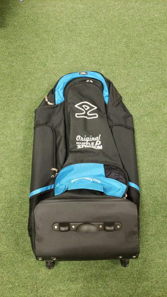 Shrey Original Pro Premium Duffle Wheelie Cricket Bag - Black & Blue