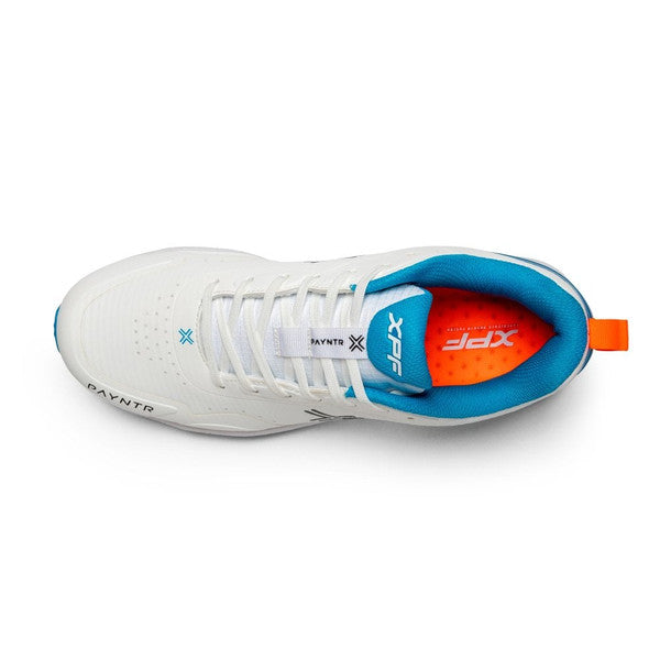 Payntr XPF-19 Batting Spike (White & Blue) Cricket Shoes