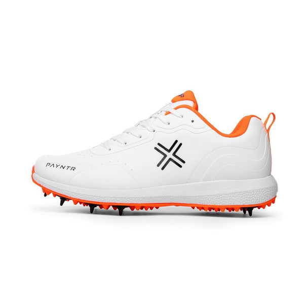 Payntr XPF-22 Batting Spike (White & Orange) Cricket Shoes -