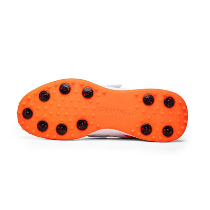 Payntr XPF -P6  Bowling Spike (White & Orange) Cricket Shoes