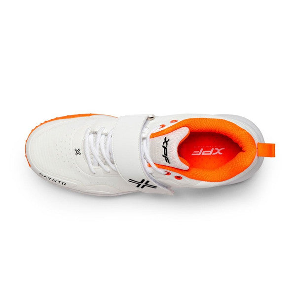 Payntr XPF -P6  Bowling Spike (White & Orange) Cricket Shoes